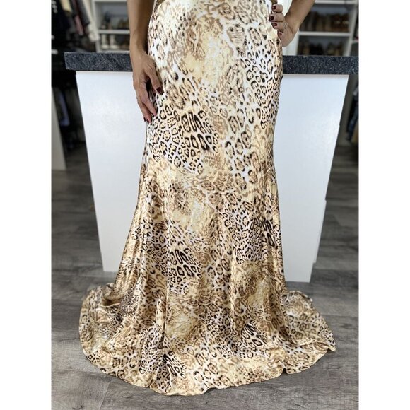 Jovani Y2K Leopard Print Cross Back Beaded Formal Gown $495 - Picture 4 of 12